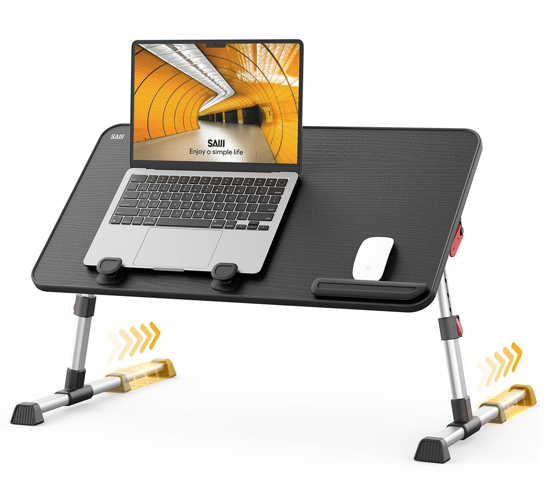 SAIJI Laptoptisch, Betttisch, Laptopständer,- Verstärkte Stabilität, verlängerte Beine - Einstellbar