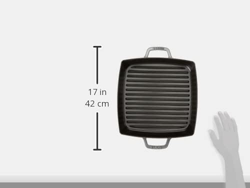 Staub 40511-684-0 Grillpfanne, rechteckige mit zwei Griffen, 28 cm, Gusseisen, grau Grau 39 x 32,5 x