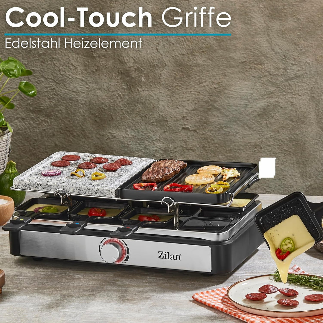 Raclette Grill | Raclette Gerät | 8 Personen | Tischgrill | Party Grill | Elektro Grill | Raclettegr