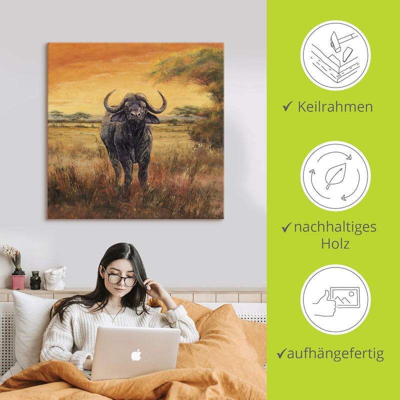 ARTland Leinwandbilder Wandbild Bild auf Leinwand 50 x 50 cm Tiere Wildtiere Malerei Orange A5YT Büf