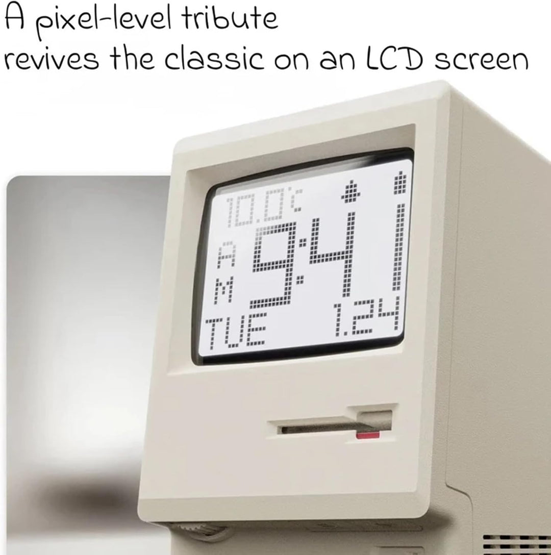 Maclock WB-8 Retro-Pixel-Wecker, elektronische Digitaluhr im Stil eines Computers aus den 80er Jahre