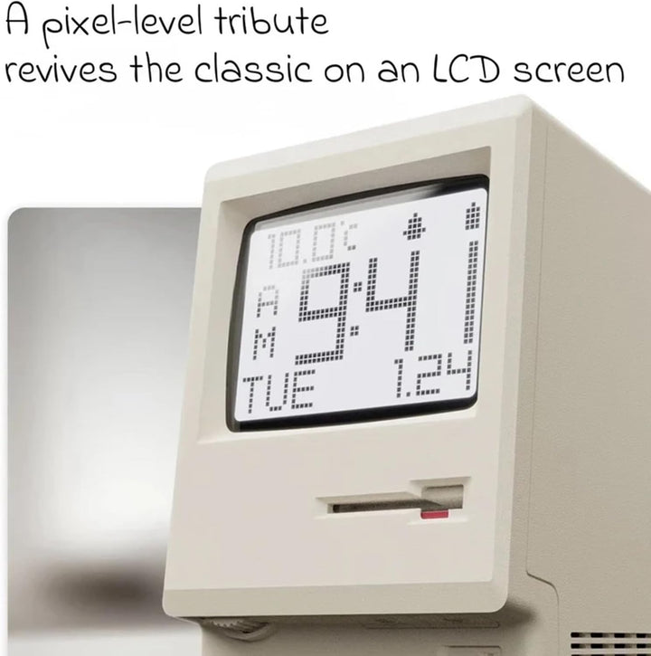 Maclock WB-8 Retro-Pixel-Wecker, elektronische Digitaluhr im Stil eines Computers aus den 80er Jahre