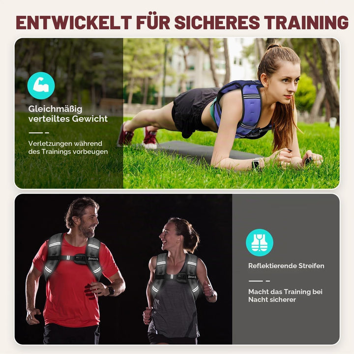 BAGAIL Gewichtsweste für Krafttraining, Brustgrösse Verstellbar, Praktische Tasche, mit Eisensand Ge