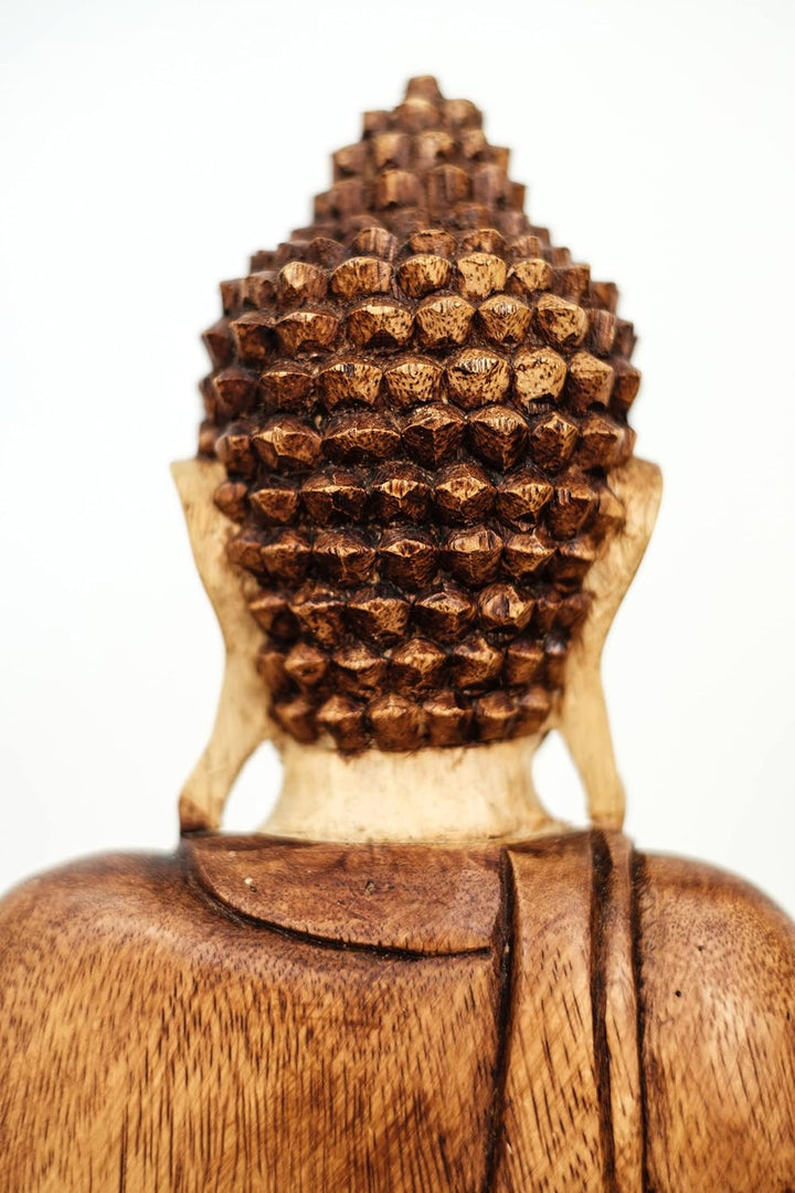 livasia Buddha, Buddhismus Statue, Skulptur aus Holz, Dekofigur (Buddha 30cm 2 Zeigef. Oben), Buddha
