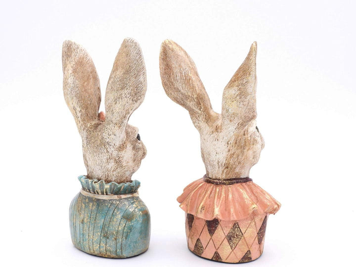 Hasenskulpturen 2 Stück als Pärchen, ca. 22 cm hoch, Hasenfiguren Klara und Karl