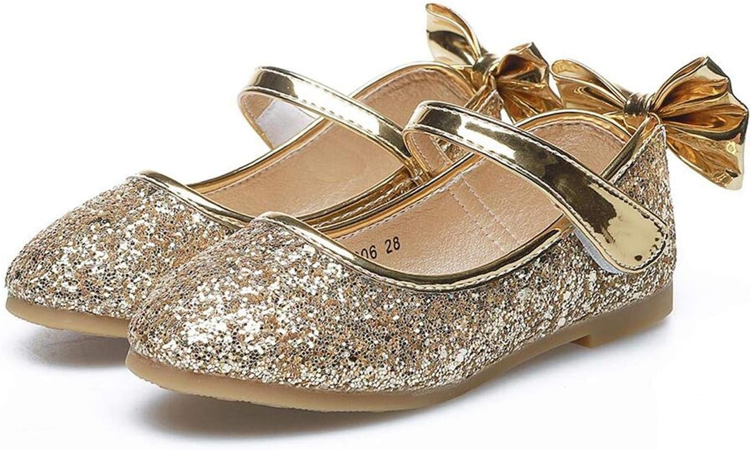 PPXID Mädchen Mary Jane Halbschuhe Glitzer Hochzeitsschuhe Prinzessin Taufschuhe Bequem Ballerinas 3