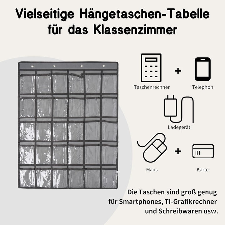 SAVORLIVING 30 klare Taschen Aufbewahrungstasche Für Klassenzimmer,Handygarage Schule,Handy Aufbewah