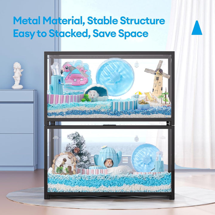 BUCATSTATE Hamsterkäfig Metall 2,0 - Kleintierlebensräume Gross Stapelbar mit Doppeltür 80L x 44,7W