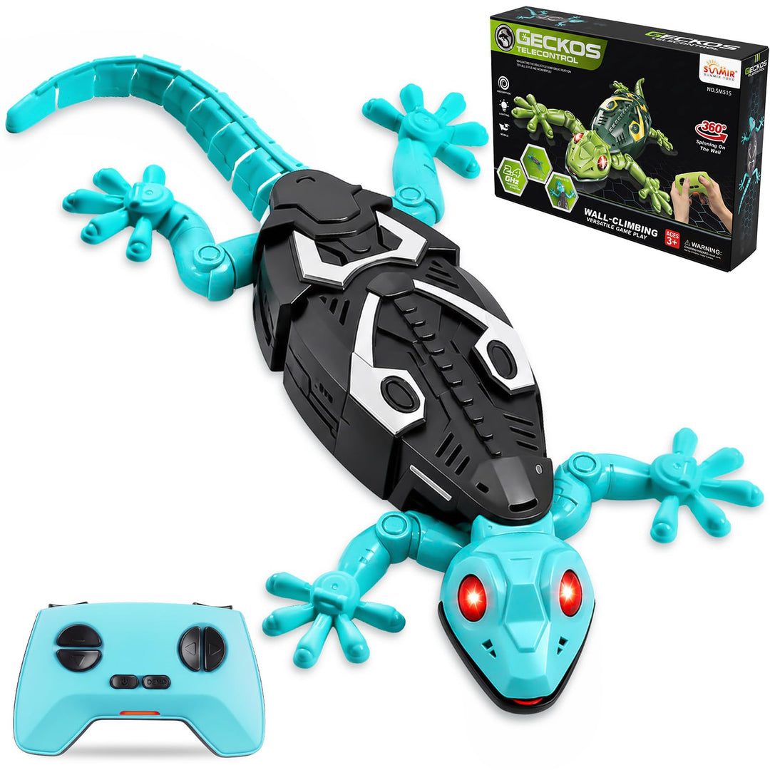 Skeufy Gecko Wandflitzer, Gecko Ferngesteuert mit 360° Drehung &amp; LED-Augen, Wiederaufladbares Gecko