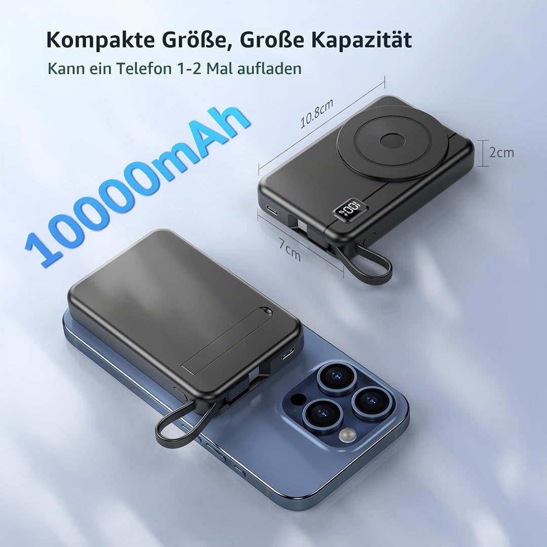 Powerbank für Magsafe10000mAh 22.5W Magnetische - Kabelloses Externe Handyakkus mit Typ-C-Eingang un