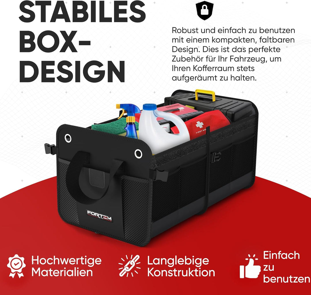 FORTEM Kofferraum Organizer, Kofferraumtasche, Zusammenklappbarer Auto Organizer Kofferraum mit Fäch