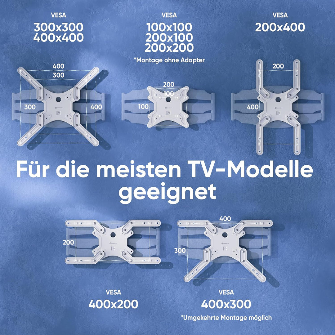 ONKRON TV Wandhalterung schwenkbar für 37-70 Zoll Bildschirm bis 36,4 kg, TV Halterung ausziehbar ne