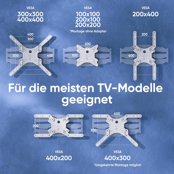 ONKRON TV Wandhalterung schwenkbar für 37-70 Zoll Bildschirm bis 36,4 kg, TV Halterung ausziehbar ne