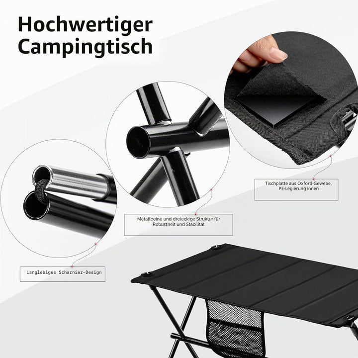 Campingtisch Klappbar,Aluminium Klapptisch Camping Tisch mit Tragetasche und Netztasche,Ultraleicht