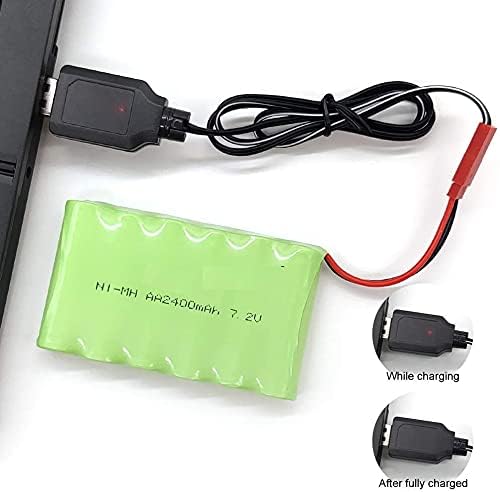 YUNIQUE Deutschland 1 Stück wiederaufladbare Batterie 7,2 V 2400 mAh NI-MH AA mit JR Plug und USB-La