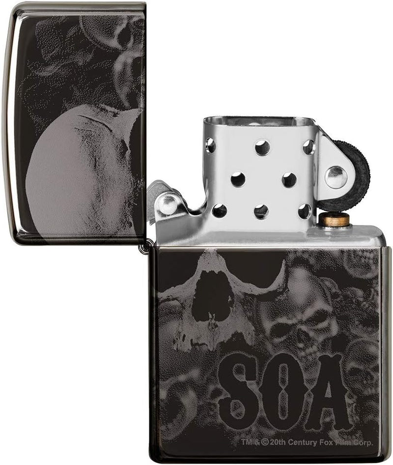 Zippo 49192 Unisex-Erwachsene Sons of Anarchy Skulls Pocket Classic Lighter, Black Ice 360 Design, E