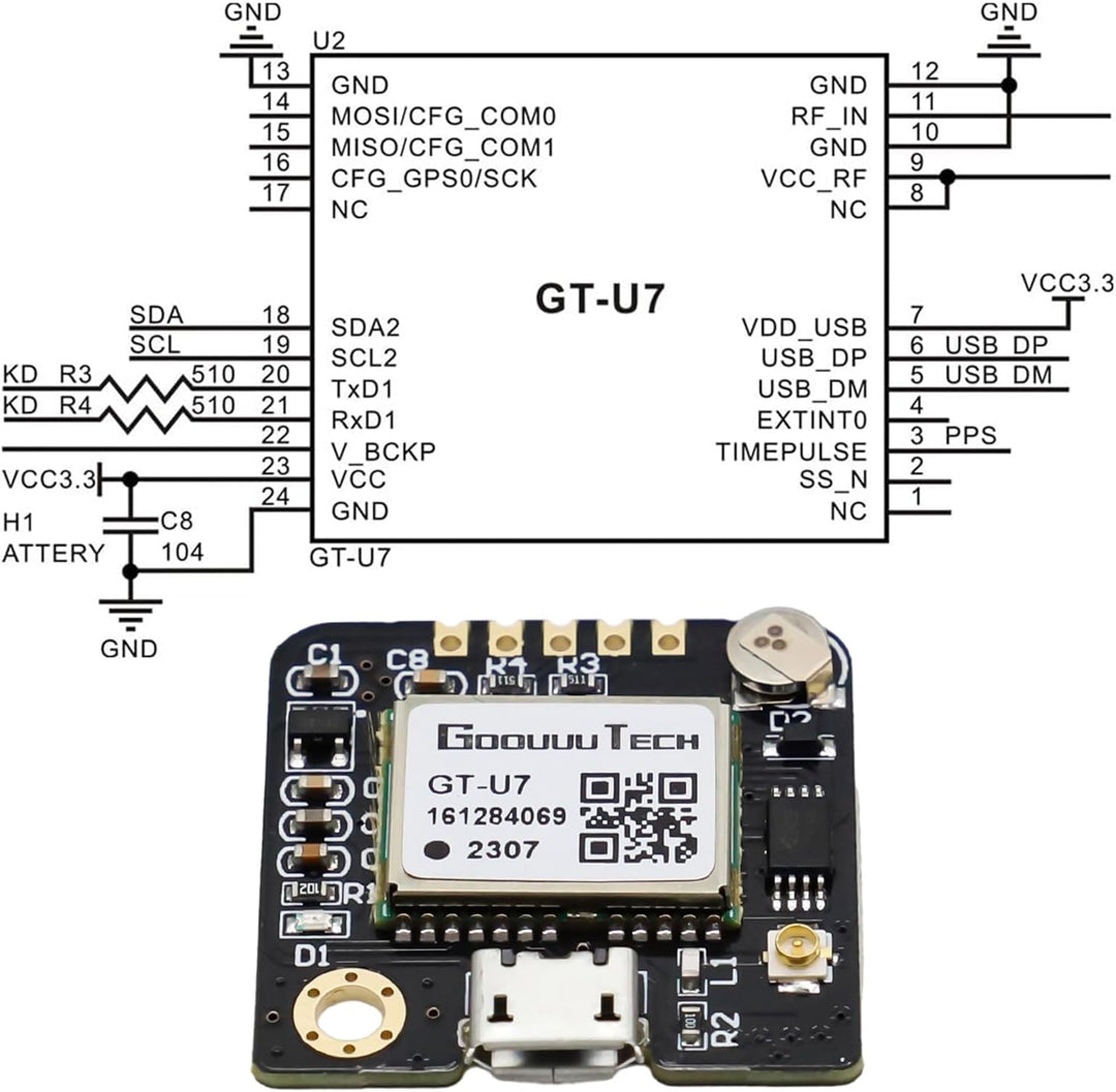 ARCELI GT-U7 GPS Modul, Kleiner GPS Empfänger Niedriger, Stromverbrauch Hohe Empfindlichkeit mit IPE