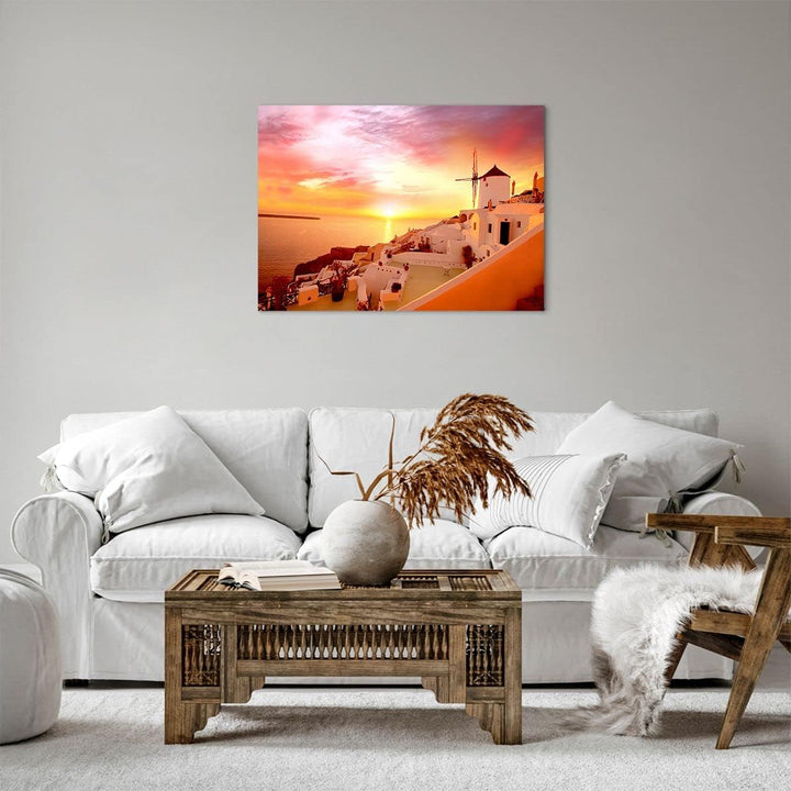 Bilder auf Leinwand Santorini Griechenland Urlaub Leinwandbild 70x50cm Wandbilder Dekoration Wohnzim