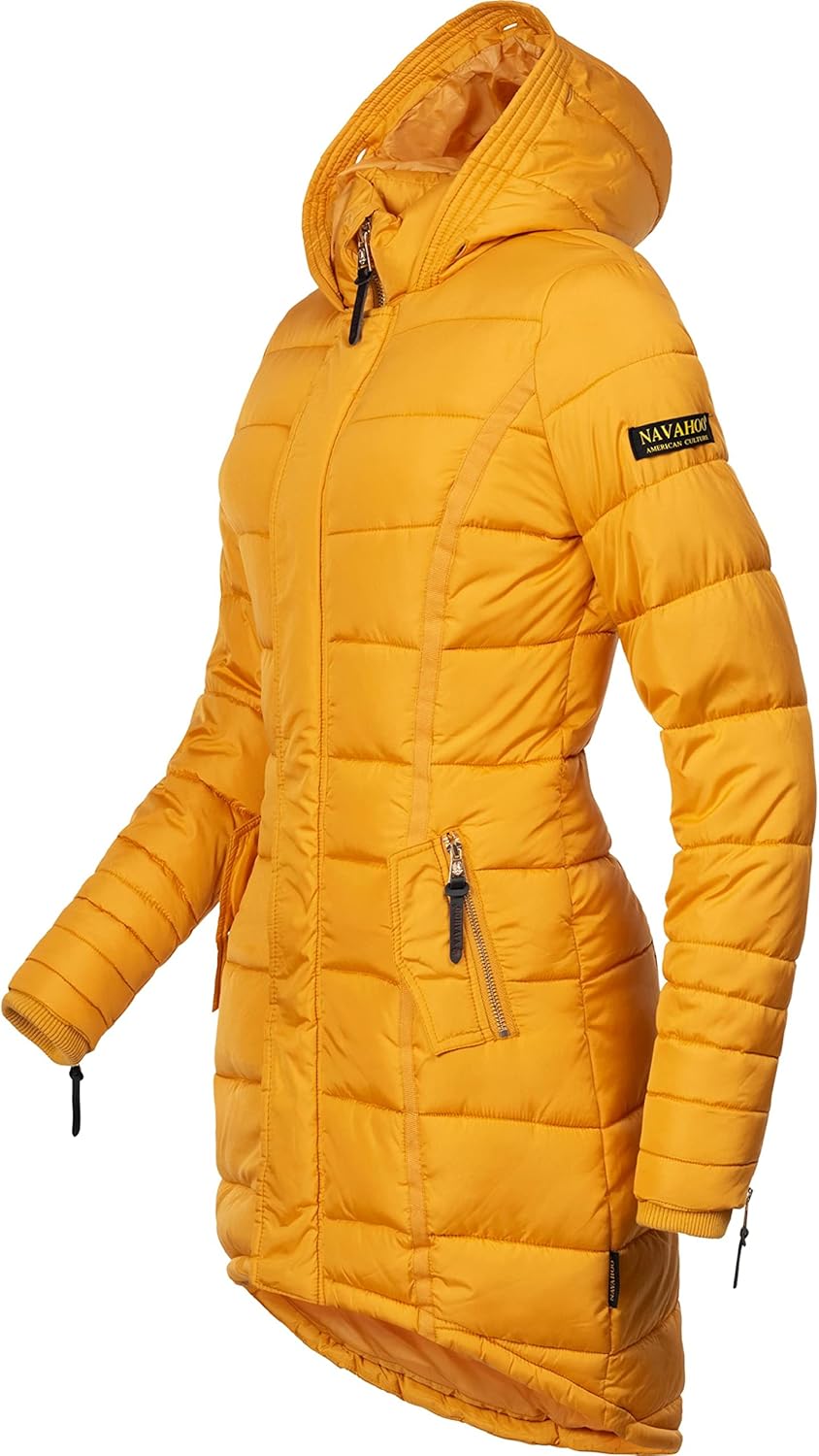 Navahoo Damen Warmer Winter Steppmantel Papaya XS-XXL S Gelb, S Gelb