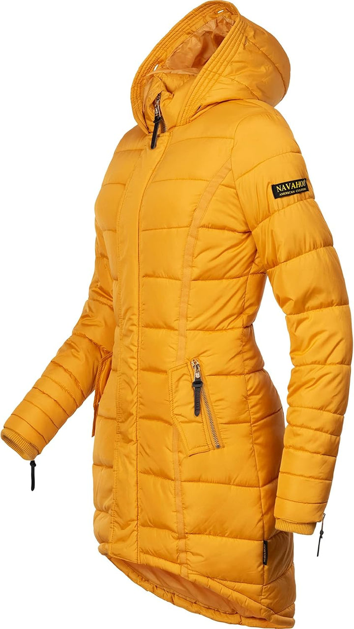 Navahoo Damen Warmer Winter Steppmantel Papaya XS-XXL S Gelb, S Gelb