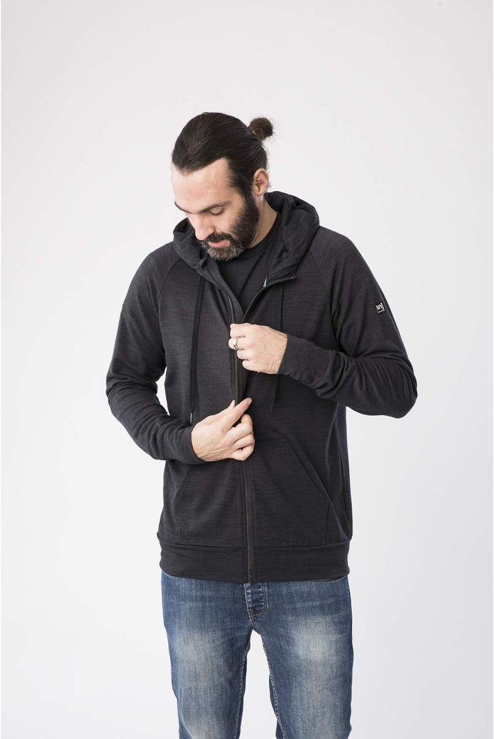 super.natural Herren Essential Zip Hoodie Herren Pullover S Schwarz Meliert, S Schwarz Meliert
