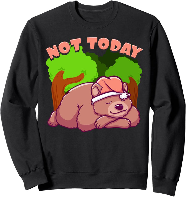 Cute & Funny Not Today Lazy Bear Sleepy Cub Hibernation Pun Sweatshirt