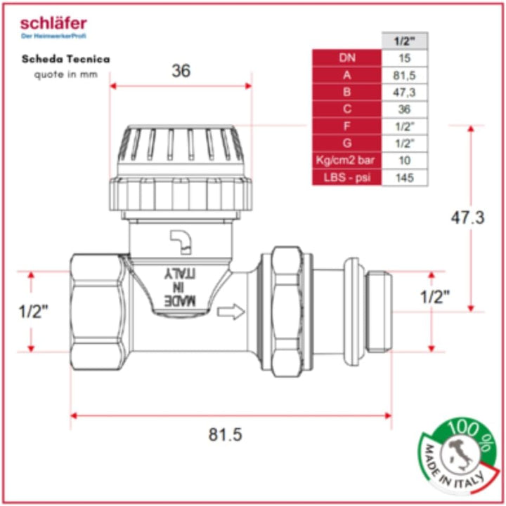 Schläfer 37021001 - Thermostat-Komplett-Set, Thermostatkopf mit eingebautem Flüssigkeitsfühler, Fros