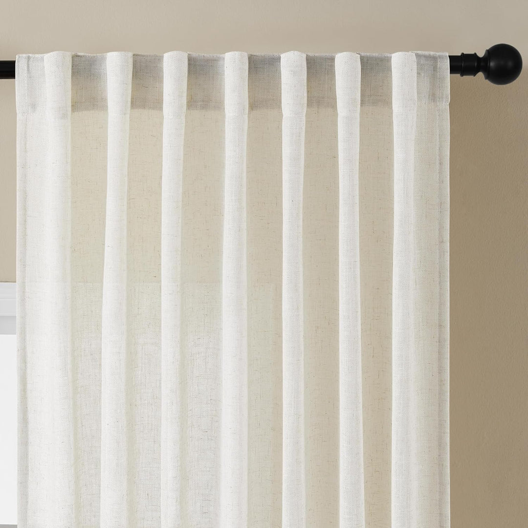 Joydeco Lichtfilternde Vorhänge, 183 cm Länge, für Schlafzimmer, Leinen-Vorhänge, 183 cm Länge, 2 Pa