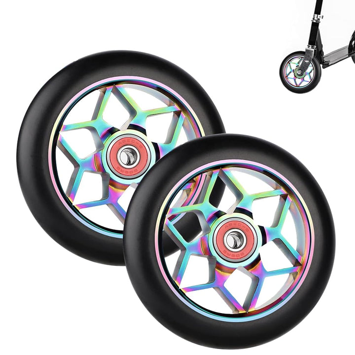 YANGUN Stunt Scooter Rollen, 2 PCS Scooter Ersatzräder 88A mit ABEC-9 Lager Aluminium Speichenkern,