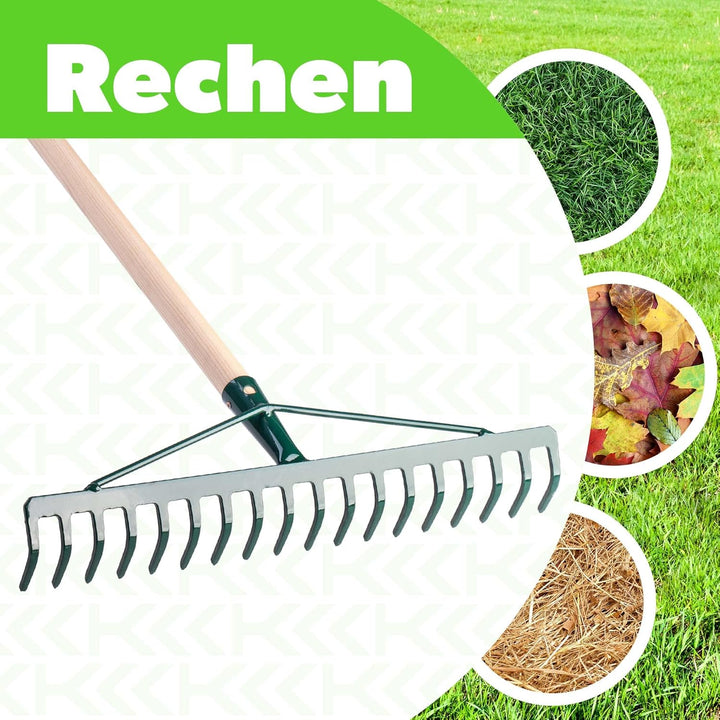 KADAX Rechen, breite Harke für Garten, Beet, Rasen, Gartenharke, Bügelrechen, Rasenrechen aus Metall