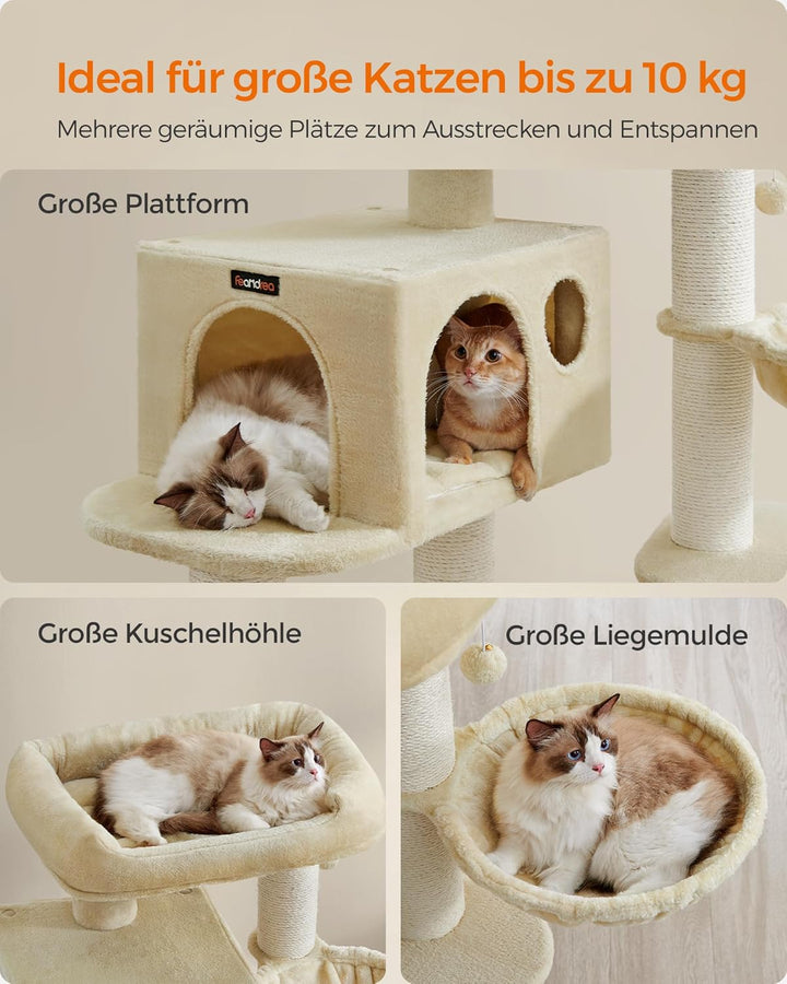 Feandrea Kratzbaum für grosse Katzen, XXL, hochbelastbar, Katzenturm mit 6 extra dicken Kratzsäulen,