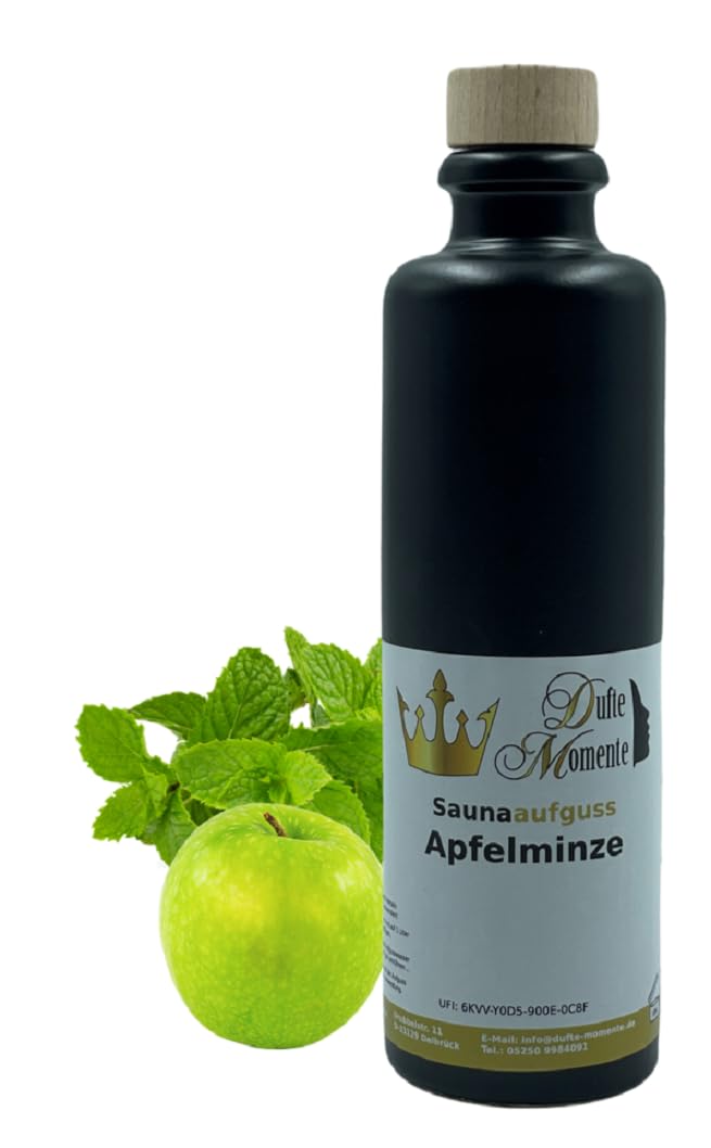 Dufte Momente | Saunaduft Konzentrat Apfelminze - 200ml in Steinzeugflasche mit Korkmündung | für Sa