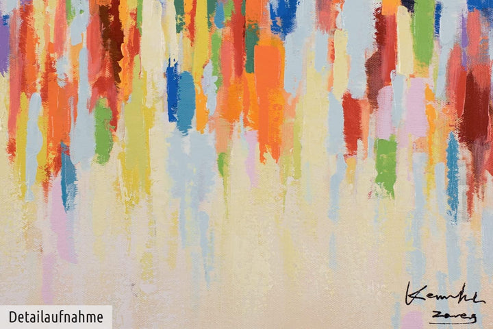 KunstLoft Leinwandbild | 100% HANDGEMALT | 120x60cm | Gemälde 'Weekend Happiness' | Abstrakt | Bunt