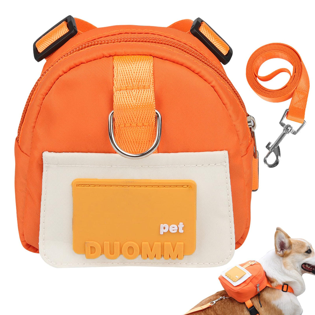 PETCUTE Hunderucksack Geschirr für Hunde,Hunderucksack mit Leine,Haustiergeschirr mit Kotbeutelspend