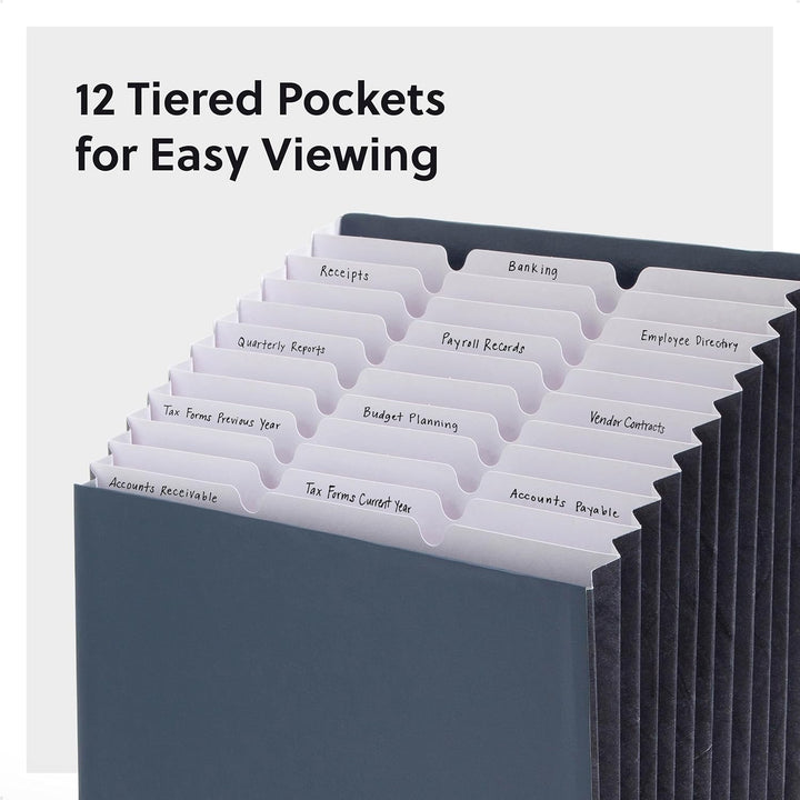Smead Stadionordner, 12 Taschen, reissfeste Zwickel, Briefgrösse, Marineblau, alphabetische/tägliche