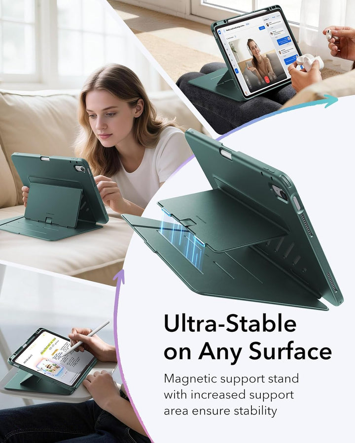 ESR Hülle für iPad Air 13 Zoll (2026/2025/2024) M4/M3/M2, Vertikale Stand, Mehrere Standwinkel, Ultr