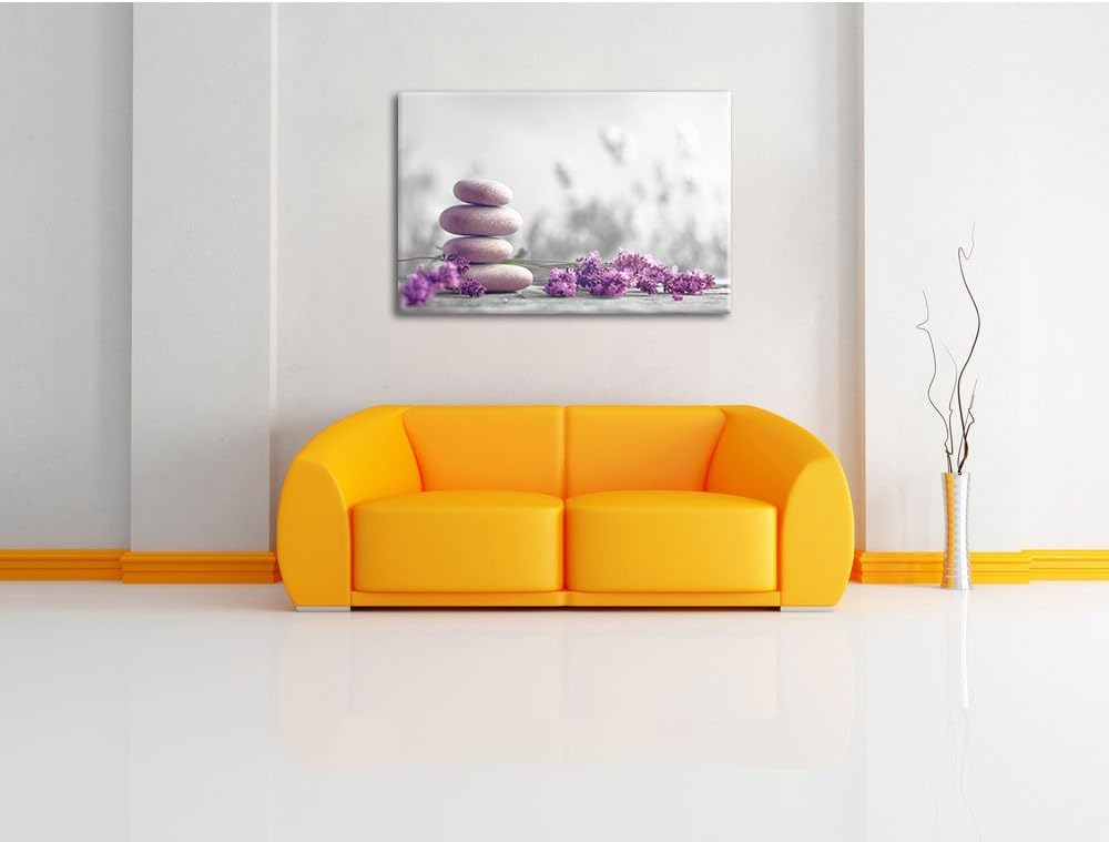 Pixxprint Lavendel Spa-Stillleben B&W Detail, Format: 100x70 auf Leinwand, 100x70