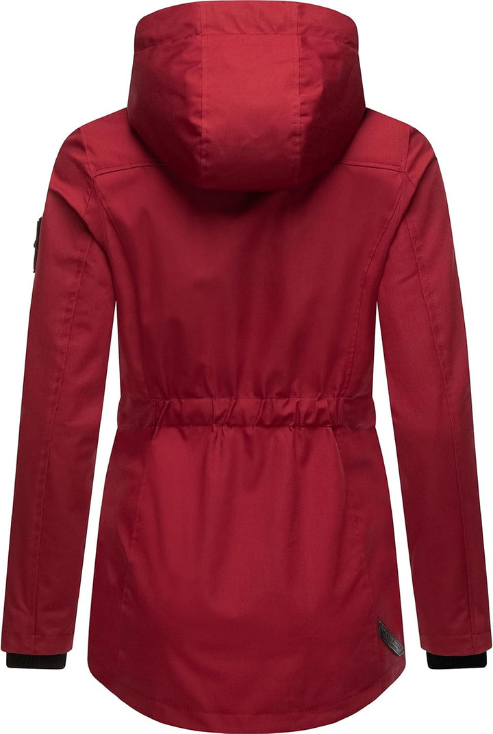 MARIKOO Damen Leichter Übergangsparka mit Kapuze Babetaa Prc XS Blood Red, XS Blood Red