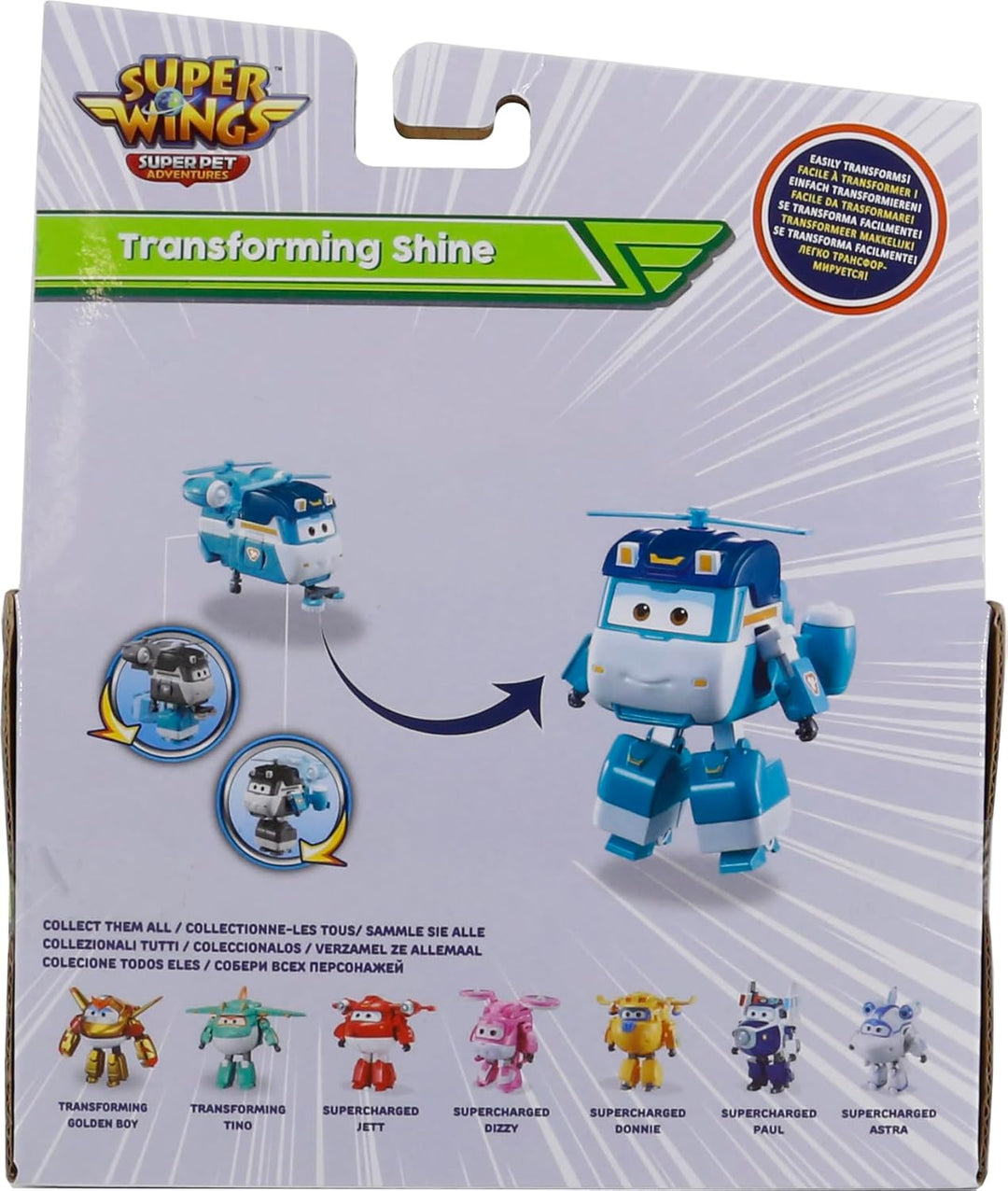 Super Wings EU770239 - Transforming Shine, ca. 12 cm grosse verwandelbare Spiel-Figur, Roboter und F