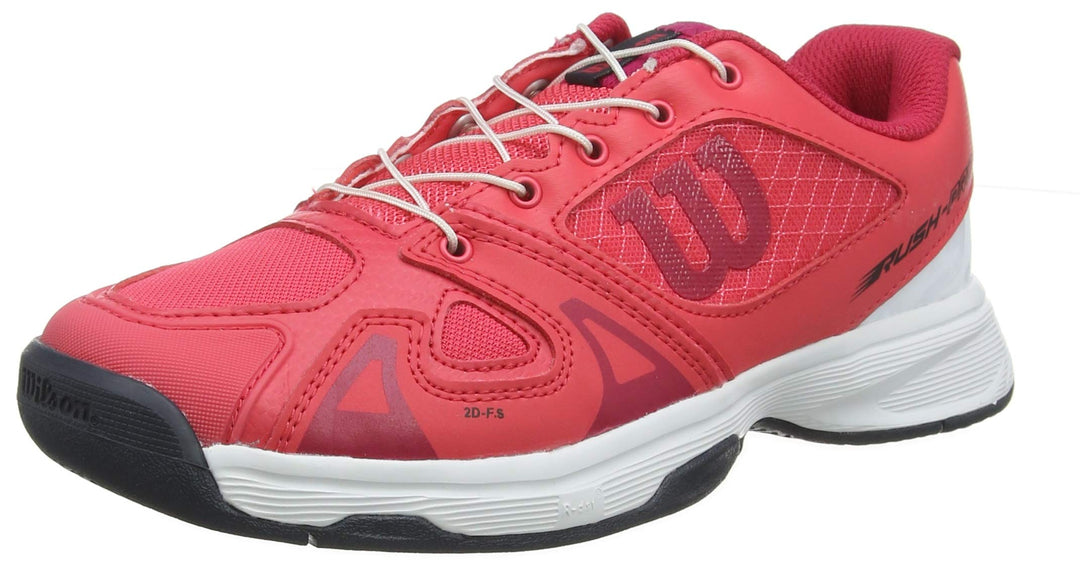 Wilson Unisex-Child Rush Pro Jr Ql Carpet Tennis Shoe 36 EU Pink Weiss Rot, 36 EU Pink Weiß Rot