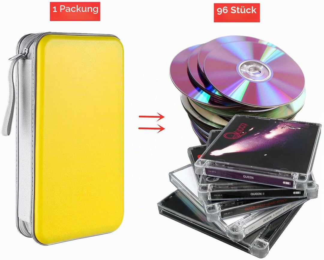 LIOVODE DVD-Tasche,96 Kapazität CD-Hülle Halter Lagerung Veranstalter Hartplastik Schutz Disc-Geldbö