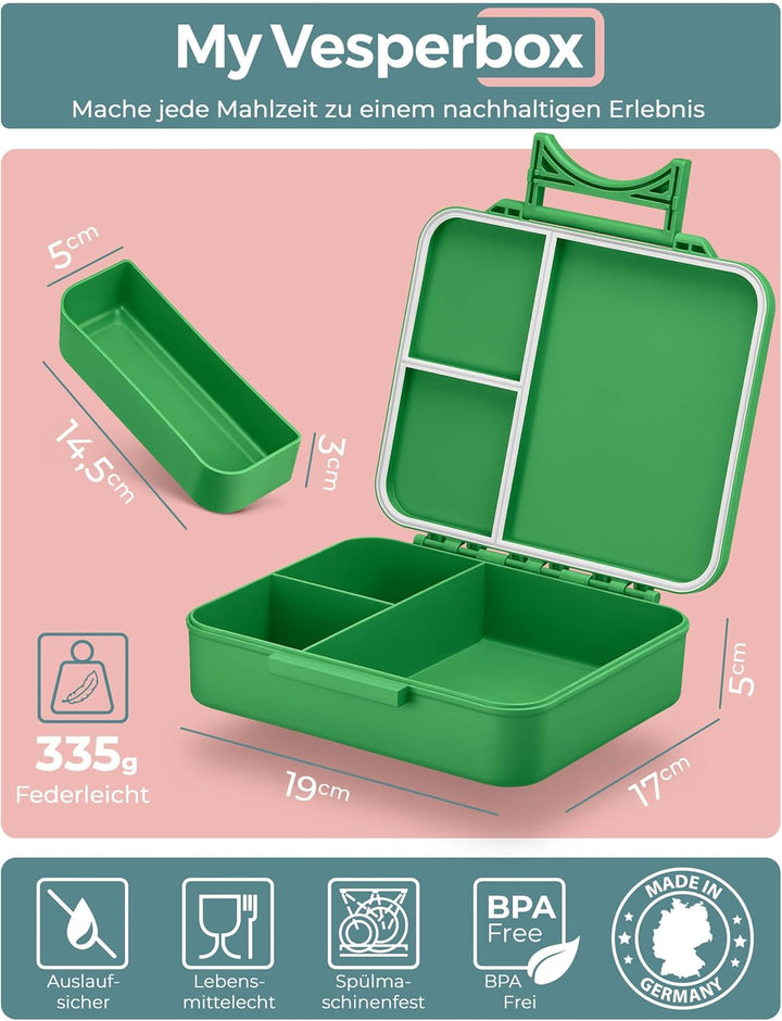 My Vesperbox® Brotdose für Kinder mit Fächern Liv [MADE IN GERMANY] - Lunchbox mit Trennfächern - Be