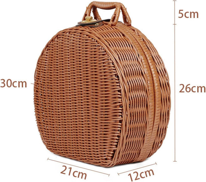 Kunst-Rattan Korb Tasche, Vintage Handkoffer mit Tragegriff
