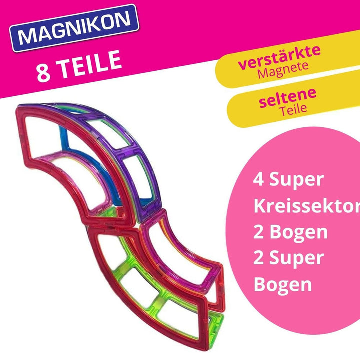 MAGNIKON Magnetische Bausteine Bogen, Super Kreissektoren — Zusatzset Magnetspiel Magnetbausteine Ma