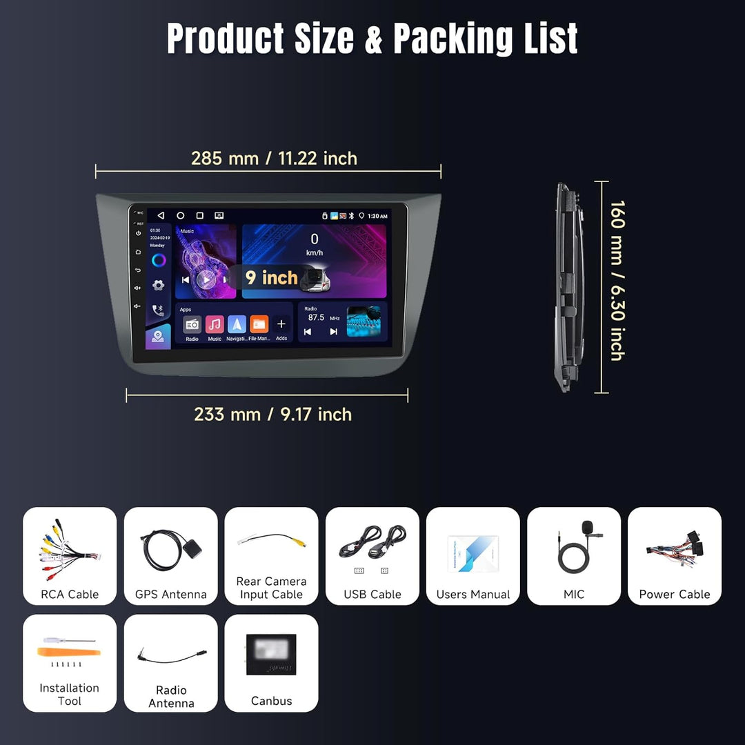 Podofo Carplay Autoradio für Seat Altea 2004-2015(Linkslenker),Android 2G+32G HiFi Android Auto GPS