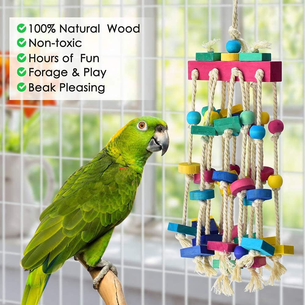 Mehrfarbige Blöcke Vogelspielzeug für Papageien, Vögel, Spielen - Holz Papagei Spielzeug, Vogelkäfig