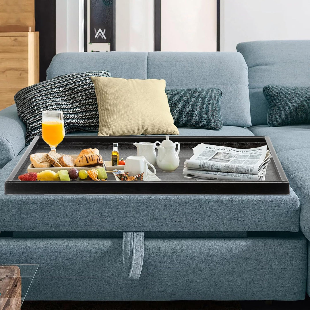 Extra grosses Massivholz-Serviertablett für Tee, Couchtisch, Snacks, Mahlzeiten, Servierplatte, Küch