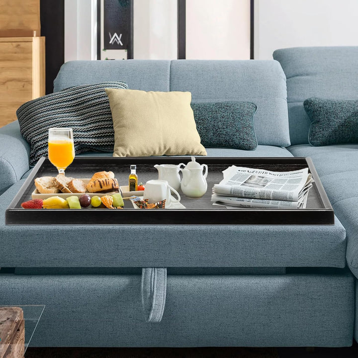 Extra grosses Massivholz-Serviertablett für Tee, Couchtisch, Snacks, Mahlzeiten, Servierplatte, Küch