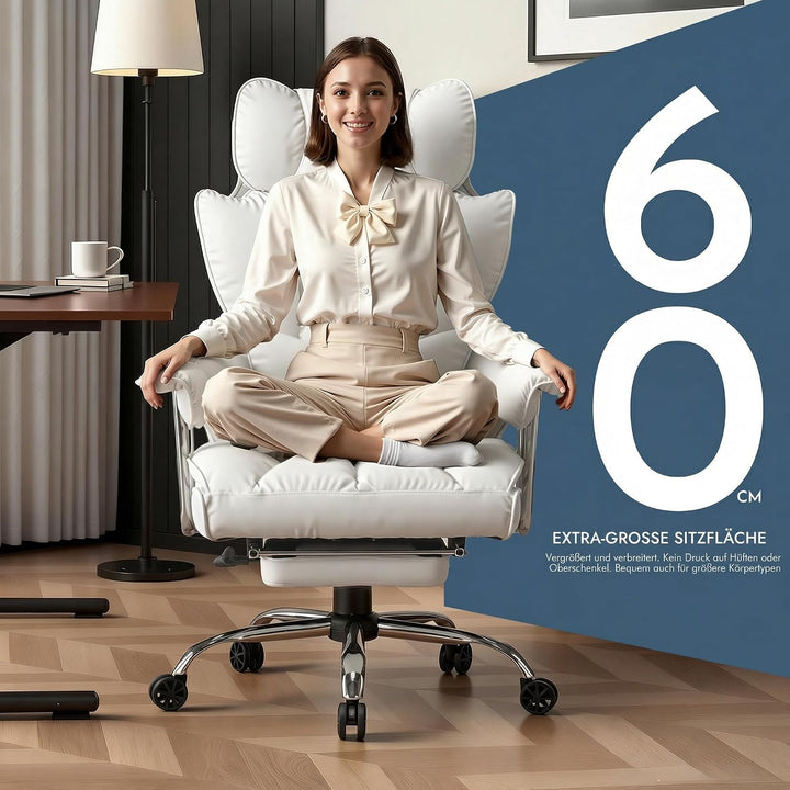 Efomao bürostuhl, PU Leder bürostuhl ergonomisch, Chefsessel mit Lendenwirbelstütze und hoher Rücken