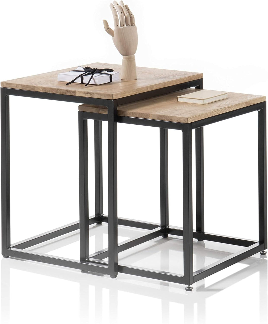 Robas Lund Couchtisch Beistelltisch, Schwarz, 50x40 cm und 45x37 cm 50x40cm und 45x37cm, 50x40cm und